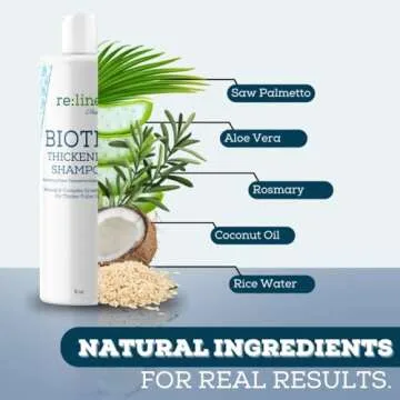 Biotin Shampoo for Hair Growth - Thickening Shampoo for Hair Loss All Natural for Thinning Hair - Rosemary Aloe Vera Coconut - for Women Men - Sulfate Free Paraben Free - Safe for Color Treated Hair