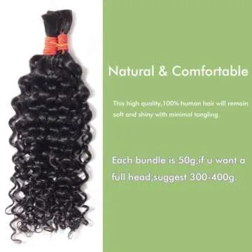 YOMIO Human Hair Braiding Hair Water Wave Bulk 16 Inch 100g (1Pack-2Bundles) for Braiding No Weft, Boho Braids