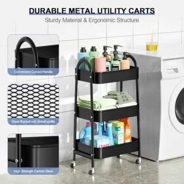EAGMAK Metal 3 Tier Cart - Stylish & Versatile Storage
