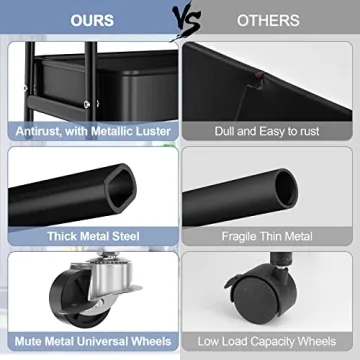 EAGMAK Metal 3 Tier Cart - Stylish & Versatile Storage