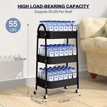 EAGMAK Metal 3 Tier Cart - Stylish & Versatile Storage