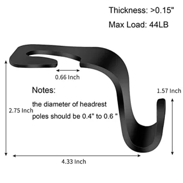 VTECHOLOGY 4 Pack Car Seat Hooks Heavy Duty Organizer