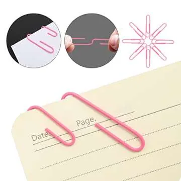 DANRONG Pink Binder Clips Paper Clips,380 PCS Assorted Sizes Paperclips Paper Clamps Rubber Bands for Files, Papers, Home Supplies (Pink)
