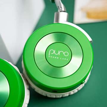 Puro Sound Labs JuniorJams Volume Limiting Headphones for Kids 3+ Protect Hearing – Foldable & Adjustable Bluetooth Wireless Headphones for Tablets, Smartphones, PCs – 22-Hour Battery Life, Green