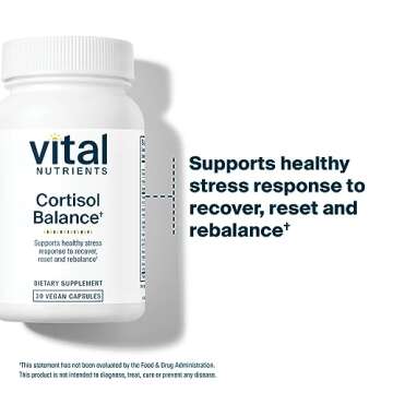 Vital Nutrients Cortisol Balance | Vegan Stress Relief Supplement | Cortisol Manager Supports Energy & Stress Levels | Ashwagandha & Magnesium for Relaxation | Gluten, Dairy, Soy Free | 30 Capsules