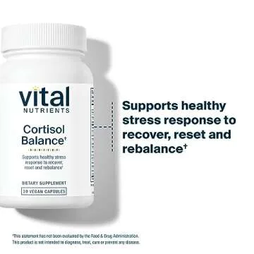 Vital Nutrients Cortisol Balance | Vegan Stress Relief Supplement | Cortisol Manager Supports Energy & Stress Levels | Ashwagandha & Magnesium for Relaxation | Gluten, Dairy, Soy Free | 30 Capsules
