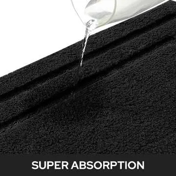 HOMEIDEAS Bathroom Rugs Sets 2 Piece, Super Soft and Absorbent Non Slip Microfiber Machine Washable Bath Mat Set (20" x 32" + 16" x 24", Black)