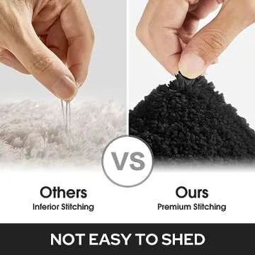 HOMEIDEAS Bathroom Rugs Sets 2 Piece, Super Soft and Absorbent Non Slip Microfiber Machine Washable Bath Mat Set (20" x 32" + 16" x 24", Black)