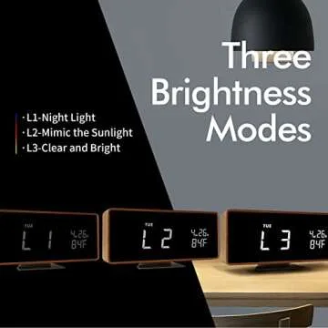 Wood Digital Alarm Clock - Minimalistic Wooden Desk Clocks with USB Ports for Bedroom & Bathroom