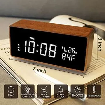 Wood Digital Alarm Clock - Elegant Alarm with USB Ports