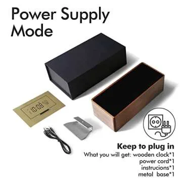 Wood Digital Alarm Clock - Elegant Alarm with USB Ports