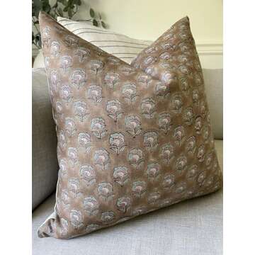 Generic Canyon Theory Hand Block Print Pure Linen 20x20 Inch Throw Pillow Cover: Handmade Vintage Cu...