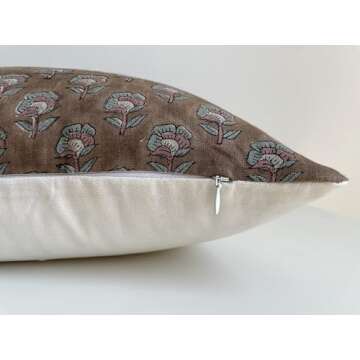 Canyon Theory Hand Block Print Throw Pillow Cover - Emery