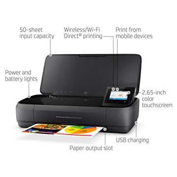 HP OfficeJet 250 All-in-One Portable Printer with Wireless Printing, Works with Alexa