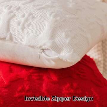 SINYASAN Set of 2 Snowflake Christmas Throw Pillow Covers 18x18 Inch White Reindeer Shaped Soft Plus...