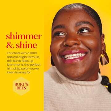 Burt's Bees Shimmer Lip Tint Stocking Stuffers Set, Tinted Lip Balm Stick, Moisturizing for All Day Hydration with Natural Glowy Pigmented Finish & Buildable Color, Rhubarb (1-Pack)