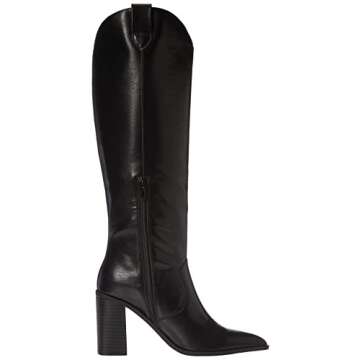 The Drop Women's Cassandra Knee-High Western Boot, Black, 10