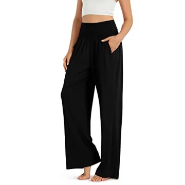 ODODOS Women's Wide Leg Palazzo Lounge Pants with Pockets Light Weight Loose Comfy Casual Pajama Pan...