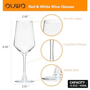 OUWO 4-Piece Wine Glass Set for Elegance and Durability