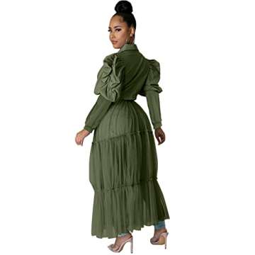 Ekaliy Women’s Plus Size Casual Tunic Top - Stylish Ruffle Hem Shirt Dress for Parties