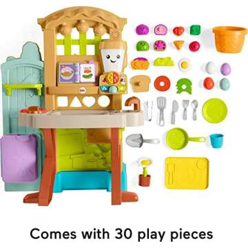 Fisher-Price Laugh & Learn Grow-the-Fun Garden to Kitchen, Interactive Farm-to-Kitchen Playset for Toddlers with Music, Lights and Learning Content