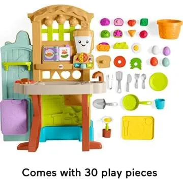 Fisher-Price Laugh & Learn Grow-the-Fun Garden to Kitchen, Interactive Farm-to-Kitchen Playset for Toddlers with Music, Lights and Learning Content