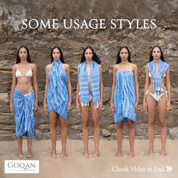 GOQAN Turkish Beach Towel Oversized 39x71 | Thin, Lightweight, 100% Cotton and Sand Free Towel is Suitable for Beach, Bathroom, Pool, Travel, Swim, Gift | Odor Free Thx to Quick Dry Property - Azure