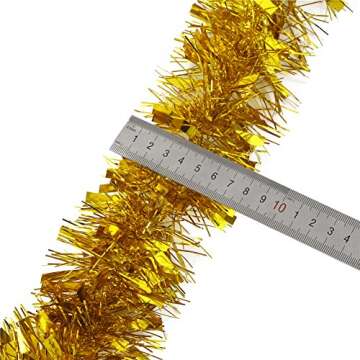 DECORA Gold Tinsel Garland for Christmas Tree Decorations Wedding Birthday Party Supplies 33 FEET