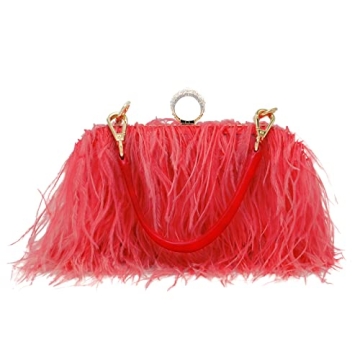 Miuco Feather Clutch Purse for Women - Evening Handbag