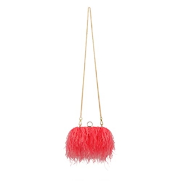 Miuco Feather Clutch Purse for Women - Evening Handbag
