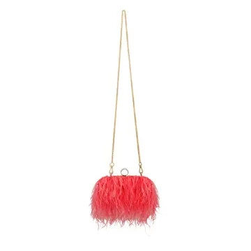 Miuco Feather Clutch Purse for Women - Evening Handbag