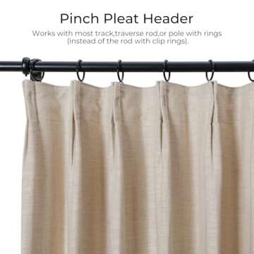 TWOPAGES 52 W x 96 L inch Pinch Pleat Unlined Darkening Drape Faux Linen Curtain Drapery Panel for Living Room Bedroom Meetingroom Club Theater Patio Door (1 Panel),Tapioca