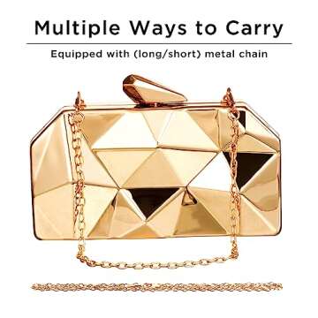 HBselect Clutch Purses for Women, Gold Clutch Evening Bag for Women Clutch Purse for Wedding Party Purse Handbag