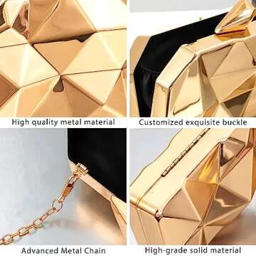 HBselect Clutch Purses for Women, Gold Clutch Evening Bag for Women Clutch Purse for Wedding Party Purse Handbag