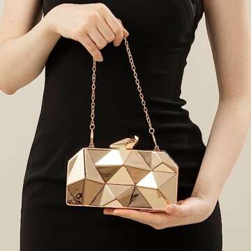 HBselect Clutch Purses for Women, Gold Clutch Evening Bag for Women Clutch Purse for Wedding Party Purse Handbag