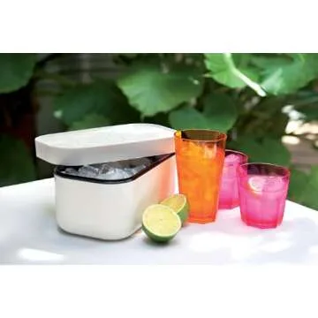 Lékué Ice Box | Ice Cube Tray For Freezer With Lid & Bin | Made With 100 Percent Platinum Silicone | Elegant And Retro Style Ice Cubes | For Cocktails, Ice Tea & Coffee And More | Black