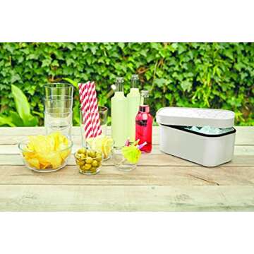 Lékué Ice Box | Ice Cube Tray For Freezer With Lid & Bin | Made With 100 Percent Platinum Silicone | Elegant And Retro Style Ice Cubes | For Cocktails, Ice Tea & Coffee And More | Black