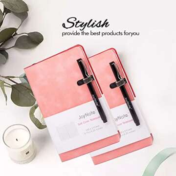 JoyNote A5 Classic Notebook with Pen Holder, College Ruled Softcover Notebooks Journal, Thick Paper Pink Notebook, 96 Sheets/192 Pages, 5.75 x 8.25 inches