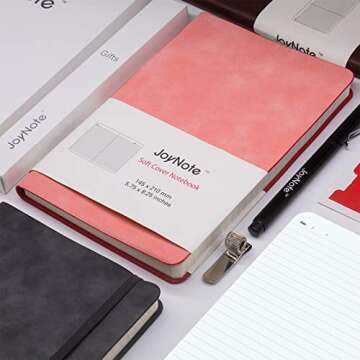 JoyNote A5 Classic Notebook with Pen Holder, College Ruled Softcover Notebooks Journal, Thick Paper Pink Notebook, 96 Sheets/192 Pages, 5.75 x 8.25 inches