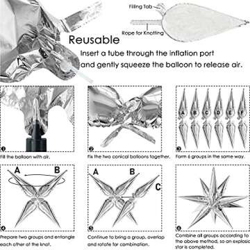 ZAKVOOR 60 Pcs Silver Star Balloons for Parties
