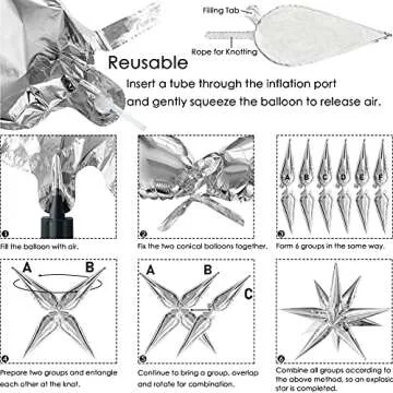 ZAKVOOR 60 Pcs Silver Star Balloons for Parties