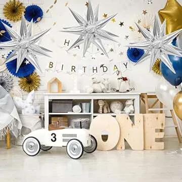 ZAKVOOR 60 Pcs Silver Star Balloons for Parties