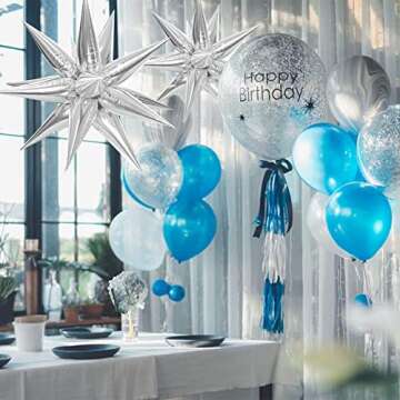 ZAKVOOR 60 Pcs Silver Star Balloons for Parties