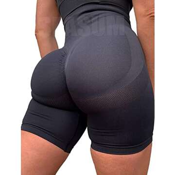SEASUM Women Seamless Yoga Shorts Workout High Waisted Butt Contour Tummy Control S