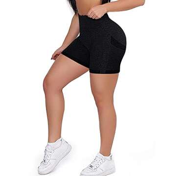 SEASUM Women Seamless Yoga Shorts Workout High Waisted Butt Contour Tummy Control S