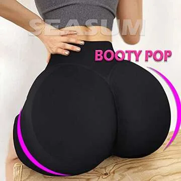 SEASUM Women Seamless Yoga Shorts Workout High Waisted Butt Contour Tummy Control S