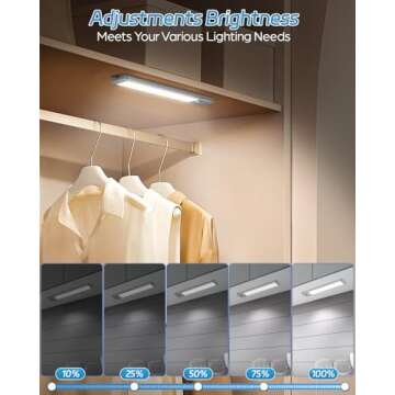 HIBOITEC Under Cabinet Lighting Rechargeable Closet Lights Wireless Motion Sensor Light Indoor, 50 LED Dimmable Magnetic Under Counter Light for Kitchen, Pantry, 2 Pack, Cool White Light, 10 inch