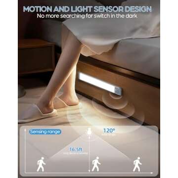 HIBOITEC Under Cabinet Lighting Rechargeable Closet Lights Wireless Motion Sensor Light Indoor, 50 LED Dimmable Magnetic Under Counter Light for Kitchen, Pantry, 2 Pack, Cool White Light, 10 inch