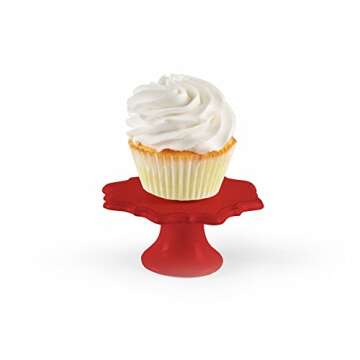 American Atelier Bianca Cupcake Pedestal Plates (Set of 4), Red