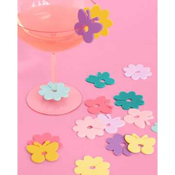 xo, Fetti Butterfly + Flower Drink Markers Set - 16 ct | Pastel Bday Decorations, Bachelorette Party, Bridal + Baby Shower, Groovy, 70s